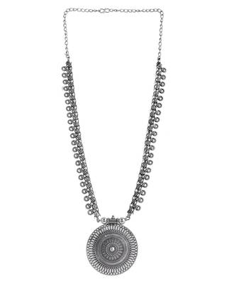 Oxidised silver spring chain pendant necklace 3