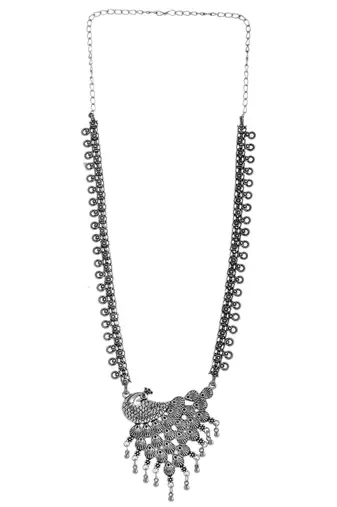 Peacock oxidised spring chain pendant necklace