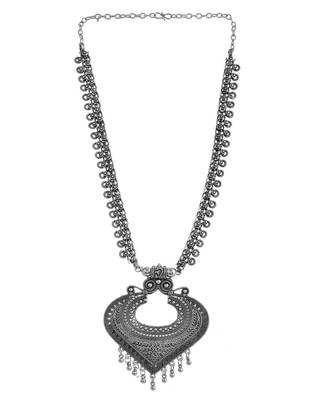 Oxidised spring chain necklace with ghungroo heart-shaped pendant 3