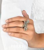 Handcrafted oxidised ring with ghungroo details