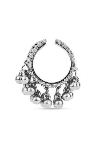 Handcrafted oxidised ring with ghungroo details