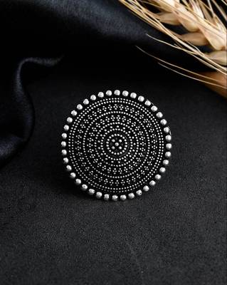 Designer oxidised brass ring with black polish 3