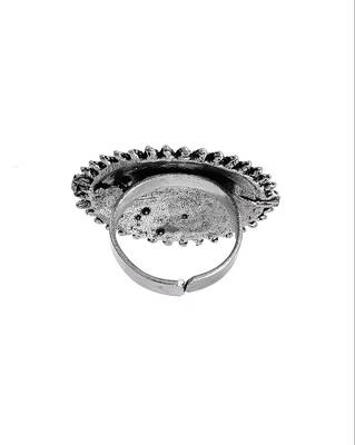 Designer oxidised brass ring with black polish 4