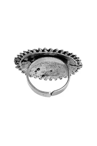 Designer oxidised brass ring with black polish
