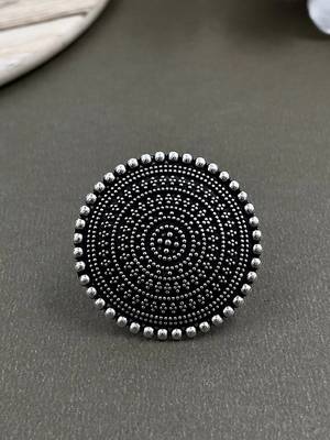 Designer oxidised brass ring with black polish 5