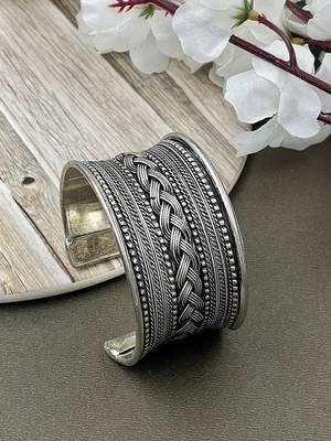 Oxidised silver cuff bangle kada bracelet 1