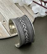 Oxidised silver cuff bangle kada bracelet