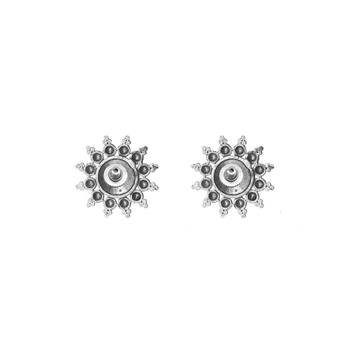Round silver oxidized stud earrings 4