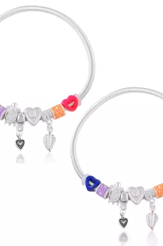 Memoir brass silver flexible fashion anklet kada for women