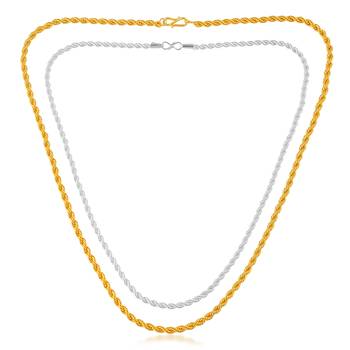 Memoir brass gold and silver plated rope design chain combo for men women 1