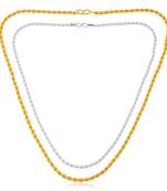 Memoir brass gold and silver plated rope design chain combo for men women