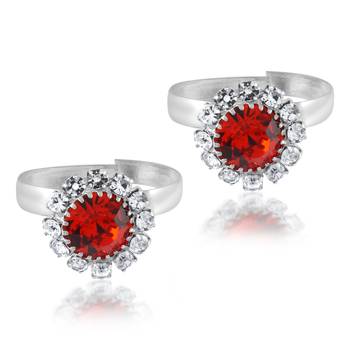 Memoir silver red cz toerings for women 1