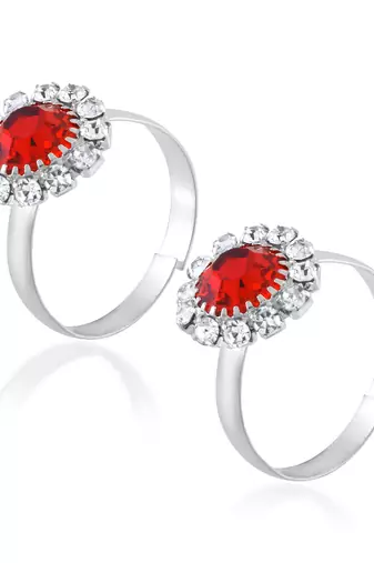 Memoir silver red cz toerings for women