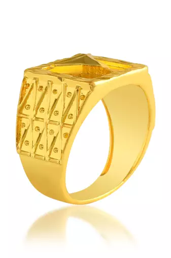 Memoir brass 24kt gold men fashion jewellery finger ring