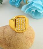 Memoir brass gold imitation diamond heavy men engagement wedding finger ring