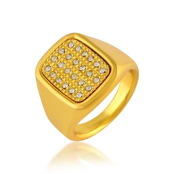 Memoir brass gold imitation diamond heavy men engagement wedding finger ring 2