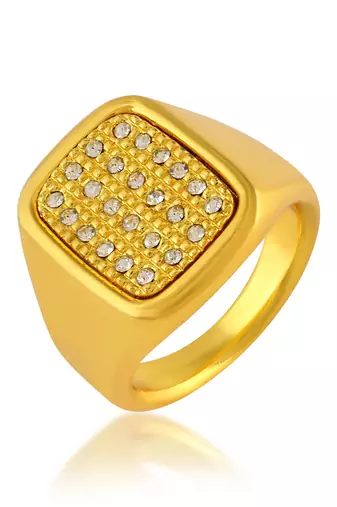 Memoir brass gold imitation diamond heavy men engagement wedding finger ring