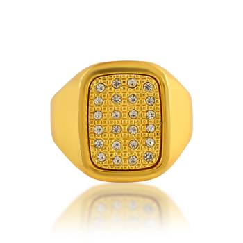 Memoir brass gold imitation diamond heavy men engagement wedding finger ring 3