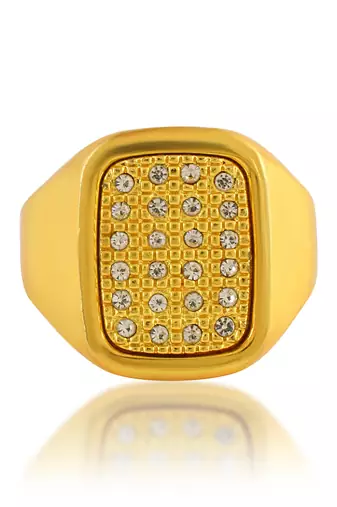 Memoir brass gold imitation diamond heavy men engagement wedding finger ring