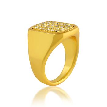 Memoir brass gold imitation diamond heavy men engagement wedding finger ring 4