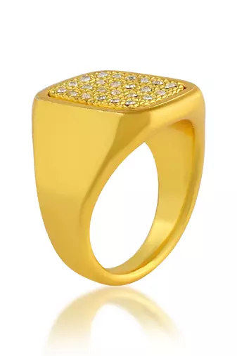 Memoir brass gold imitation diamond heavy men engagement wedding finger ring