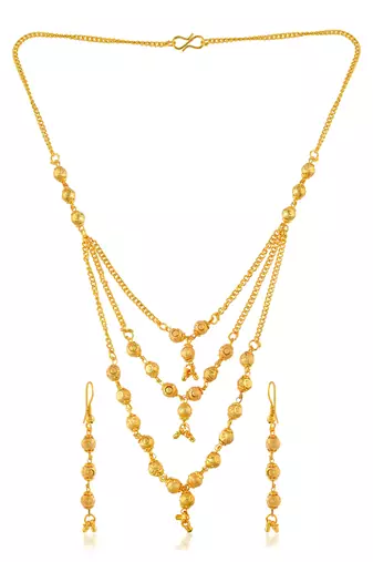 Memoir brass micron 24kt gold plated handmade ball bead chain necklace