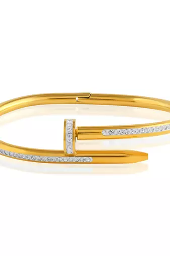 Memoir brass micron gold cz nail design fashion kada openable men women