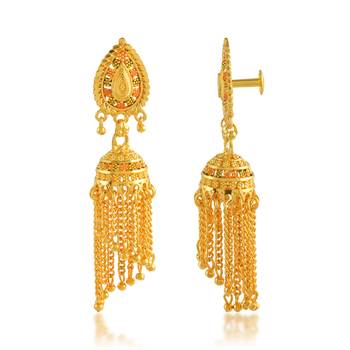 Memoir brass gold small tassled jhumki 2