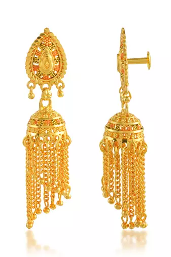 Memoir brass gold small tassled jhumki
