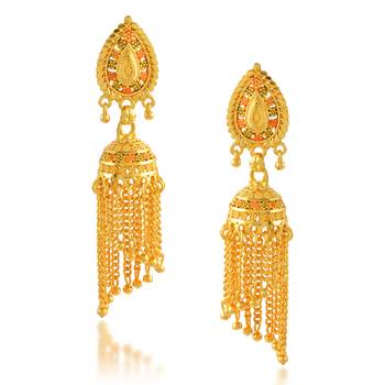 Memoir brass gold small tassled jhumki 3
