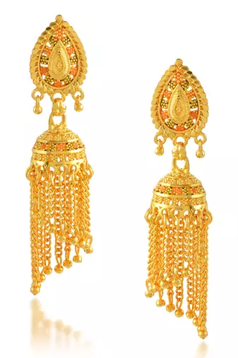 Memoir brass gold small tassled jhumki