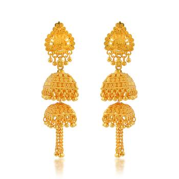 Memoir brass gold square tassled jhumki women traditional 1