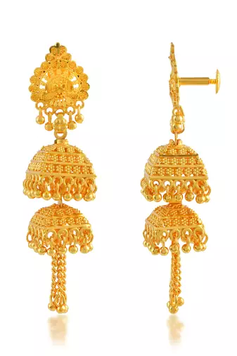 Memoir brass gold square tassled jhumki women traditional