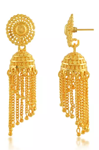 Memoir brass micron 24kt gold small traditional jhumki earrings women