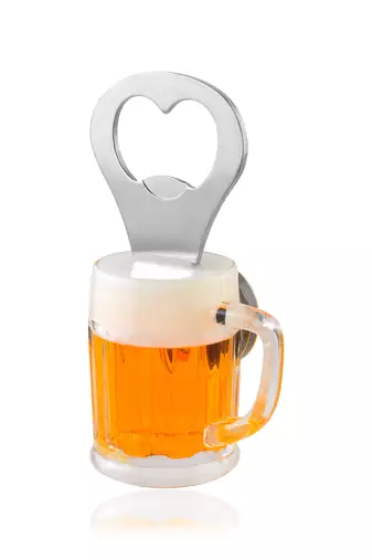 Memoir acrylic beer mug design bottle opener