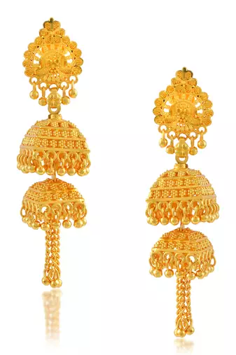 Memoir brass gold square tassled jhumki women traditional