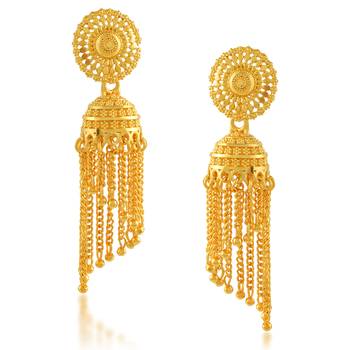Memoir brass micron 24kt gold small traditional jhumki earrings women 3