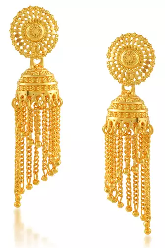 Memoir brass micron 24kt gold small traditional jhumki earrings women