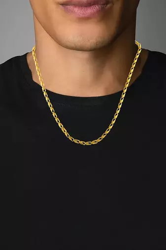 Memoir brass 24kt micron gold flat design  sober chain men women