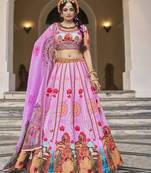 Designer Pink Lehenga Choli with Cut-Dana and Kasab Work
