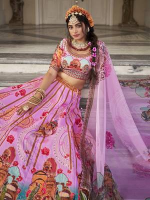 Designer Pink Lehenga Choli with Cut-Dana and Kasab Work 4