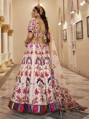 Stunning Kasab Worked Off-White Art Silk Lehenga Choli 3