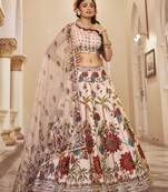 Exquisite Off-White Art Silk Floral Lehenga Choli Set