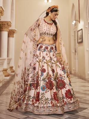 Exquisite Off-White Art Silk Floral Lehenga Choli Set 2