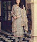 Beige chinon embroidered salwar suit