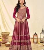 Pink georgette embroidered anarkali suit