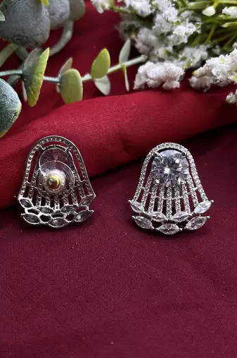 Ad cubic zirconia crystal studs | monalisa stone indian jewelry