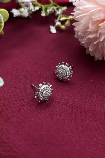 Stud earrings - round cz stud earrings - gift boxed