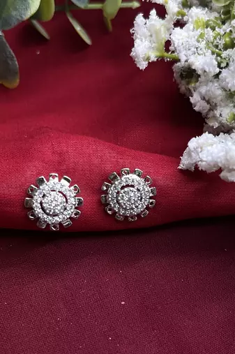 Stud earrings - round cz stud earrings - gift boxed