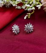American diamond floral design cz studs , studs earrings , indian earrings , pakistani earrings , studs